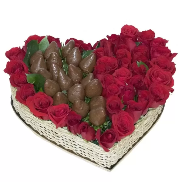 Rosas Corazon Fresas
