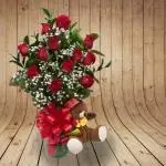 Jarron Rosas Rojas Peluche · Floristería En Bogotá