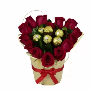 Rosas en Balde con Chocolates