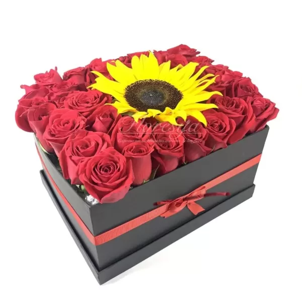 Caja Rosas Girasoles Bella