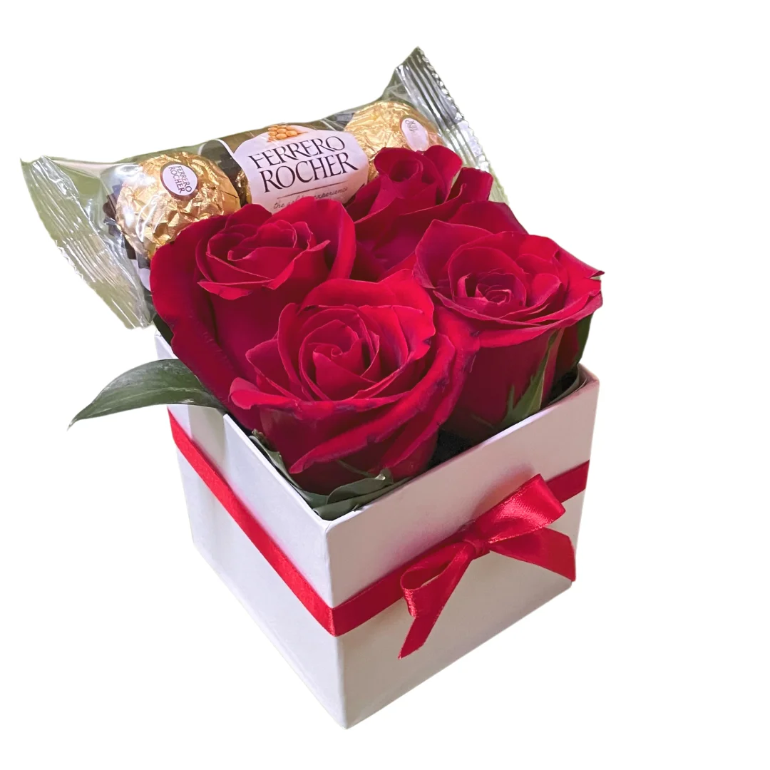 Caja Rosas Mini Y Chocolates