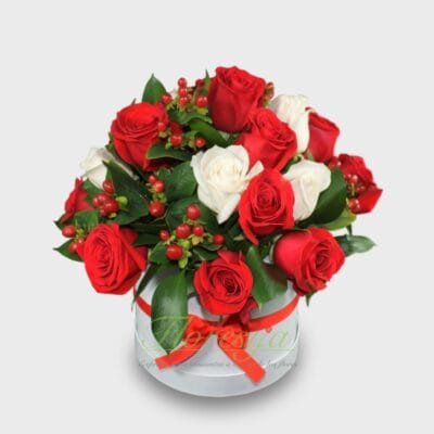 Caja Rosas Rojas Y Blancas