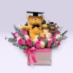 Caja De Graduación Con Rosas Y Oso Peluche